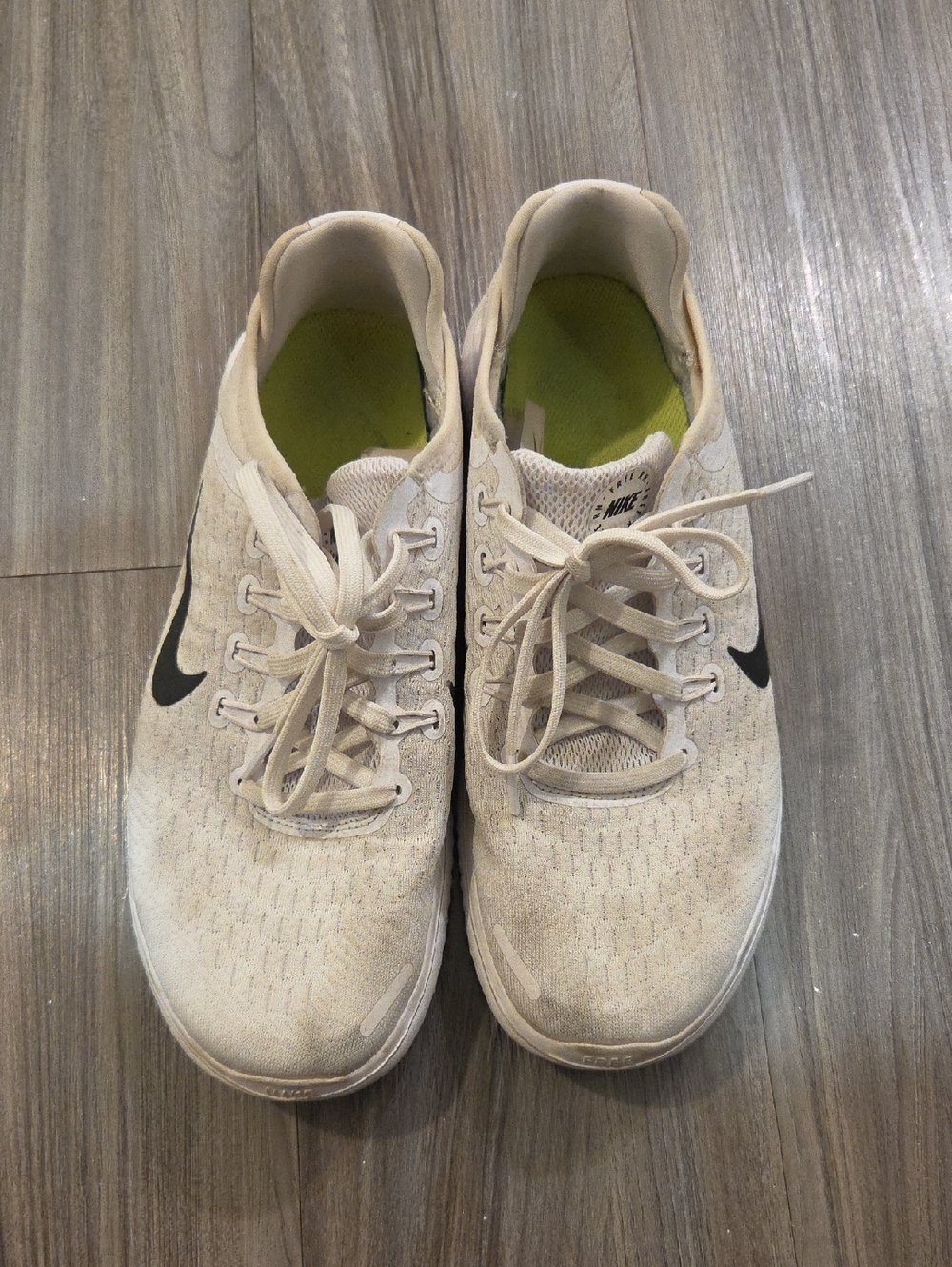 Nike Men's Running Sneakers Free RN White with Black Swoosh